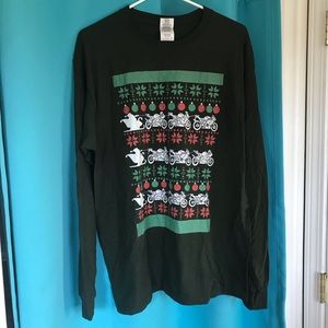 Motorcycle Santa Christmas long sleeve shirt